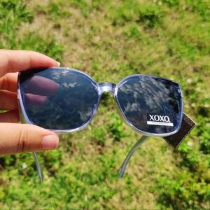 XOXO Metallic Blue Cateye Sunglasses